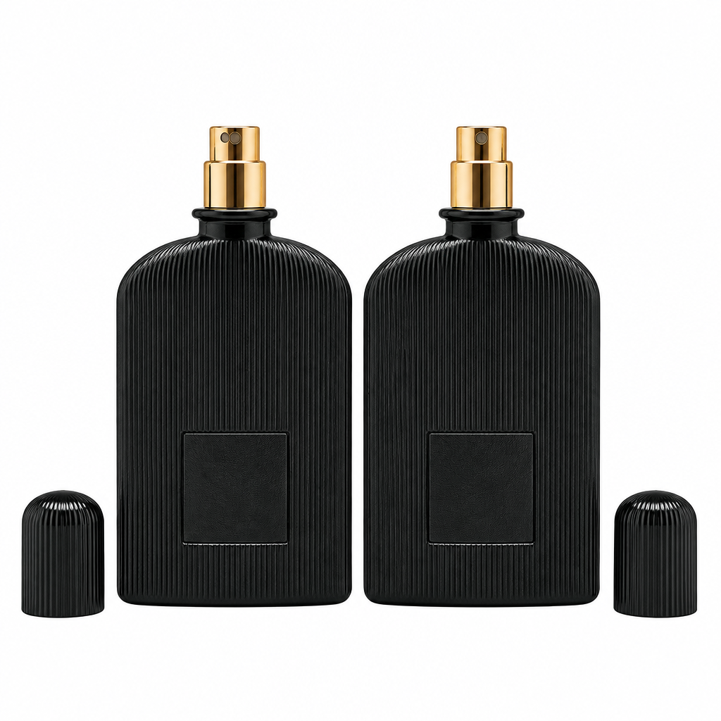 100ml Black & Gold Perfume Bottle - White Background