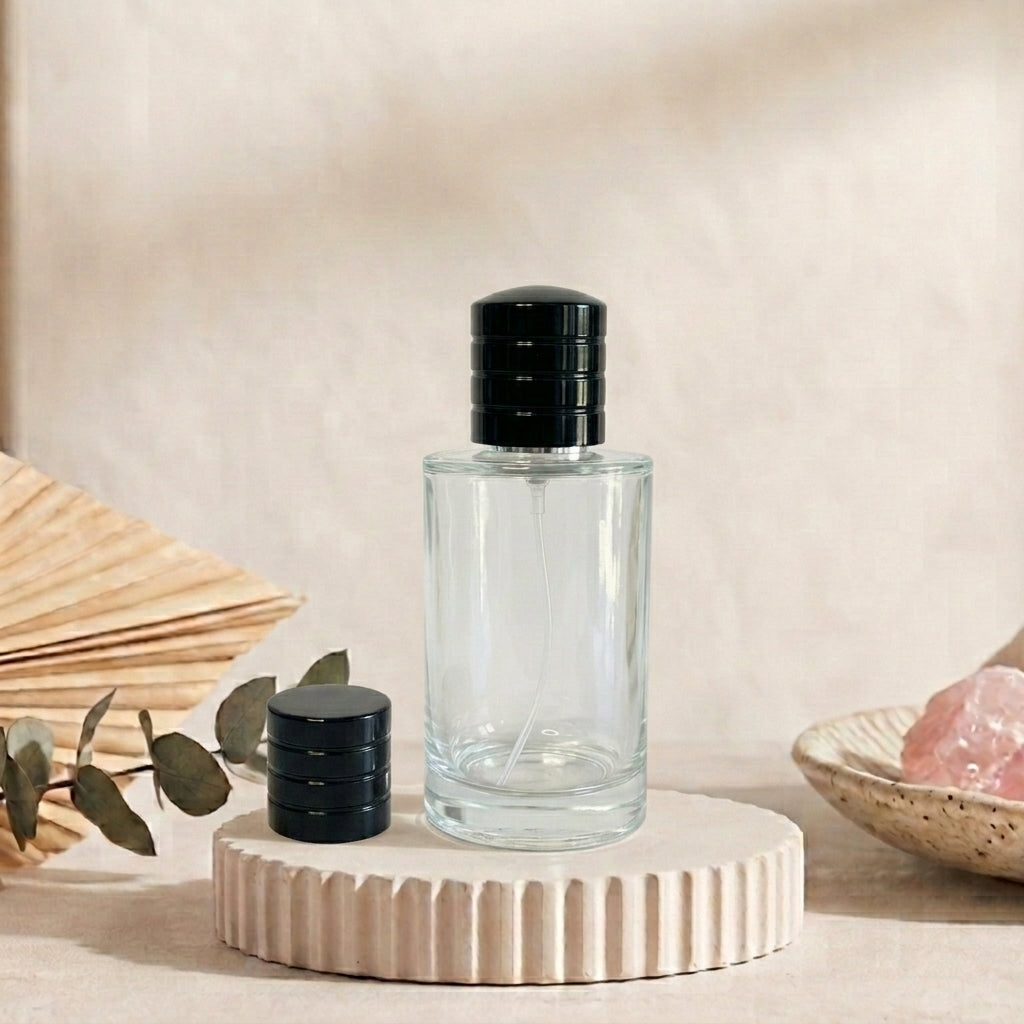 60ml Clear Perfume Bottle with Black Lid